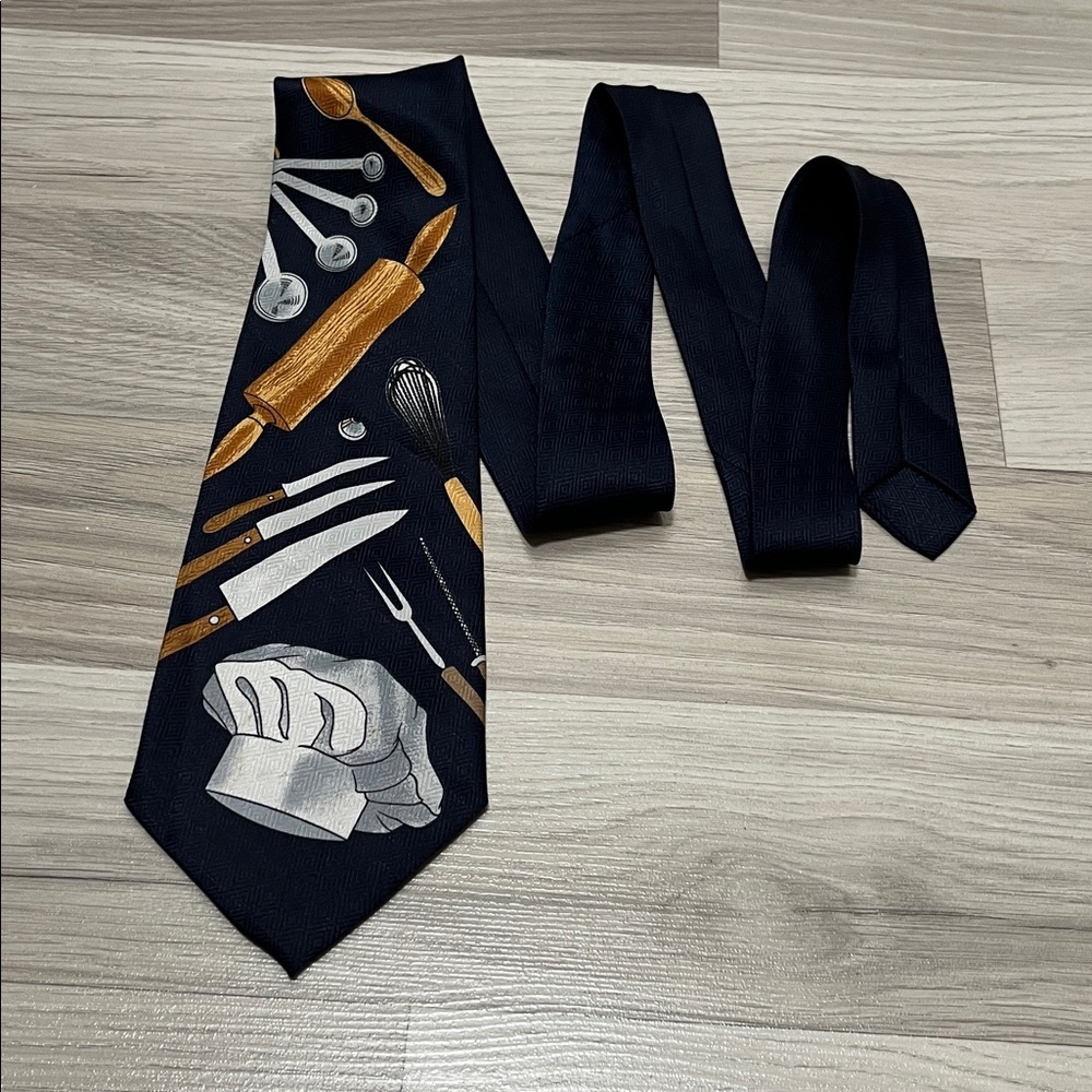 A. Roger’s The Chef 1997 Themed Black Tie with Kitchen Utensils Navy Blue Formal